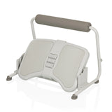 Poggiapiedi PODI FMW grigio chiaro con superficie strutturata e un supporto imbottito di hjh OFFICE – vista a 360° (profilo laterale 90°)