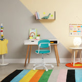 Sedia girevole per bambini KIDDY BASE I turchese con braccioli e base bianca di hjh OFFICE