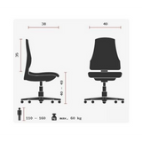 Disegno tecnico della Sedia girevole per bambini MAXX KID con un'altezza del sedile da 40 a 49 cm di Topstar