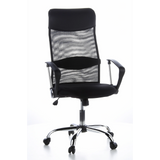 Poltrona Home Office ARIA HIGH nera con schienale in rete e base a cinque ruote di hjh OFFICE – vista a 360° (vista frontale 20°)