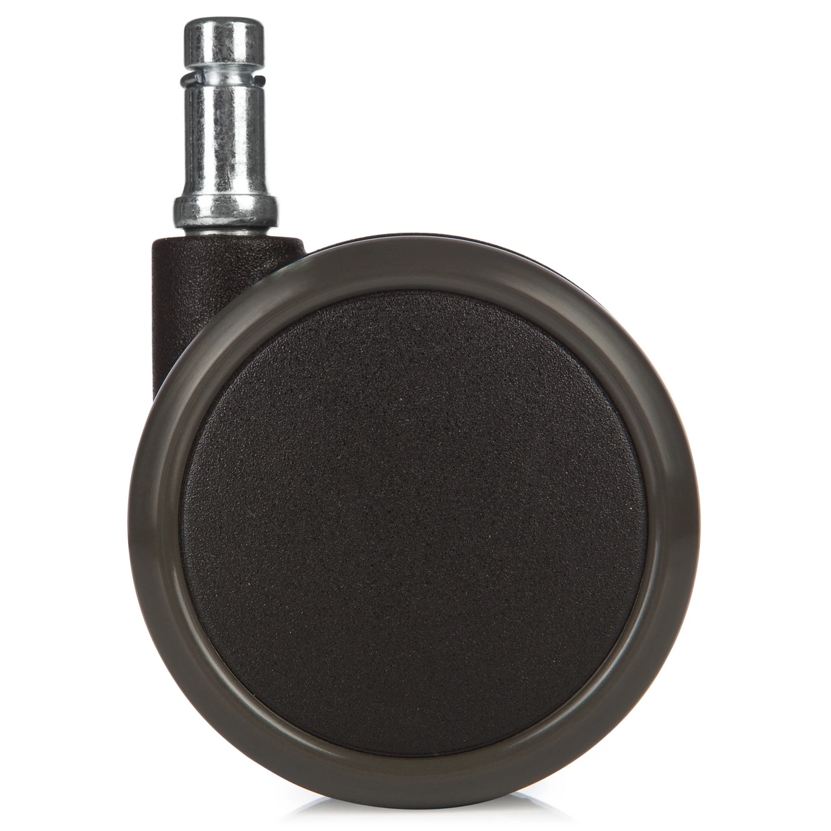 Rotelle per Sedia 5x ROLO 10mm/65mm nere per pavimenti duri con perno in metallo argentato di hjh OFFICE – vista a 360° (vista posteriore 180°)