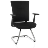 Sedia a sbalzo CAPTIVO PRO V nera con braccioli e rivestimento in tessuto di hjh OFFICE – vista a 360° (vista frontale 15°)