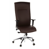 Dunkelbrauner Luxus-Chefsessel MURANO 20 mit Armlehnen und Fußkreuz mit fünf Rollen von hjh OFFICE – 360-Grad-Ansicht (Frontansicht 20°)