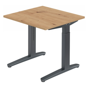 Höhenverstellbarer Schreibtisch XTRA XB 8 GG mit Tischplatte in Asteiche und grauen Beinen von hjh OFFICE PRO