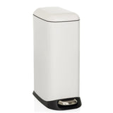 Cestino CLEAN SLIM bianco con pedale e coperchio arrotondato di hjh OFFICE – vista a 360° (vista frontale 15°)