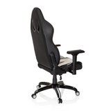 Sedia da gaming PROMOTER I bianca e nera con braccioli e base a cinque ruote di hjh OFFICE – vista a 360° (vista posteriore a tre quarti 120°)