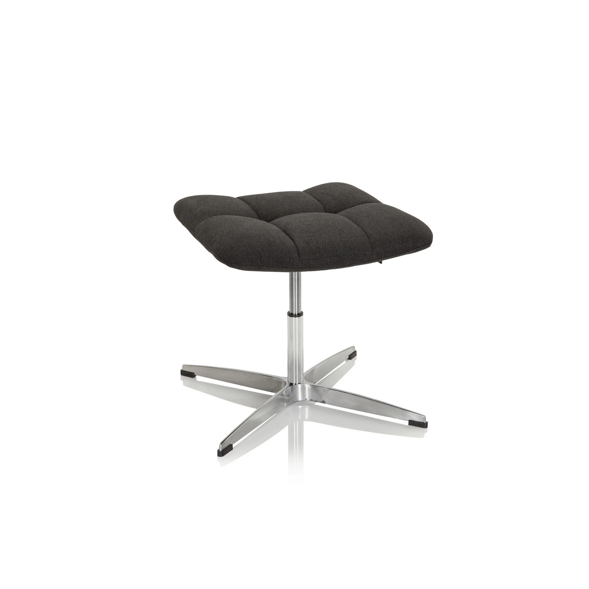 Sgabello imbottito nero SARANTO con seduta quadrata e base a stella in metallo di hjh OFFICE – vista a 360° (vista frontale 20°)