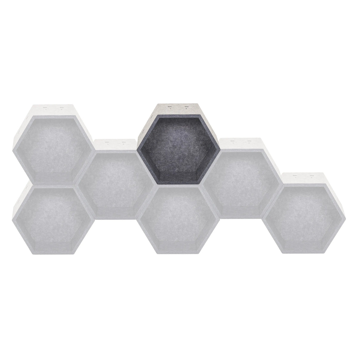 Pareti divisorie a nido d'ape FLEXMIUT STORE S in grigio con sei elementi esagonali di hjh OFFICE