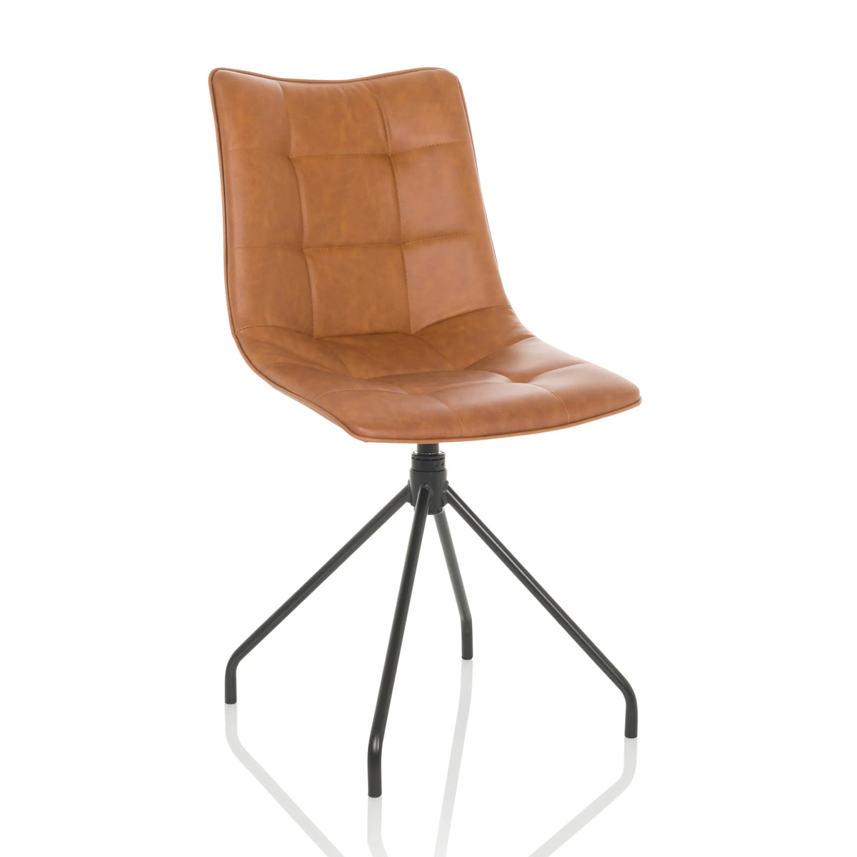 Sedia imbottita marrone TARVISO PU con impunture e struttura a quattro gambe di hjh OFFICE – vista a 360° (vista frontale a tre quarti 30°)