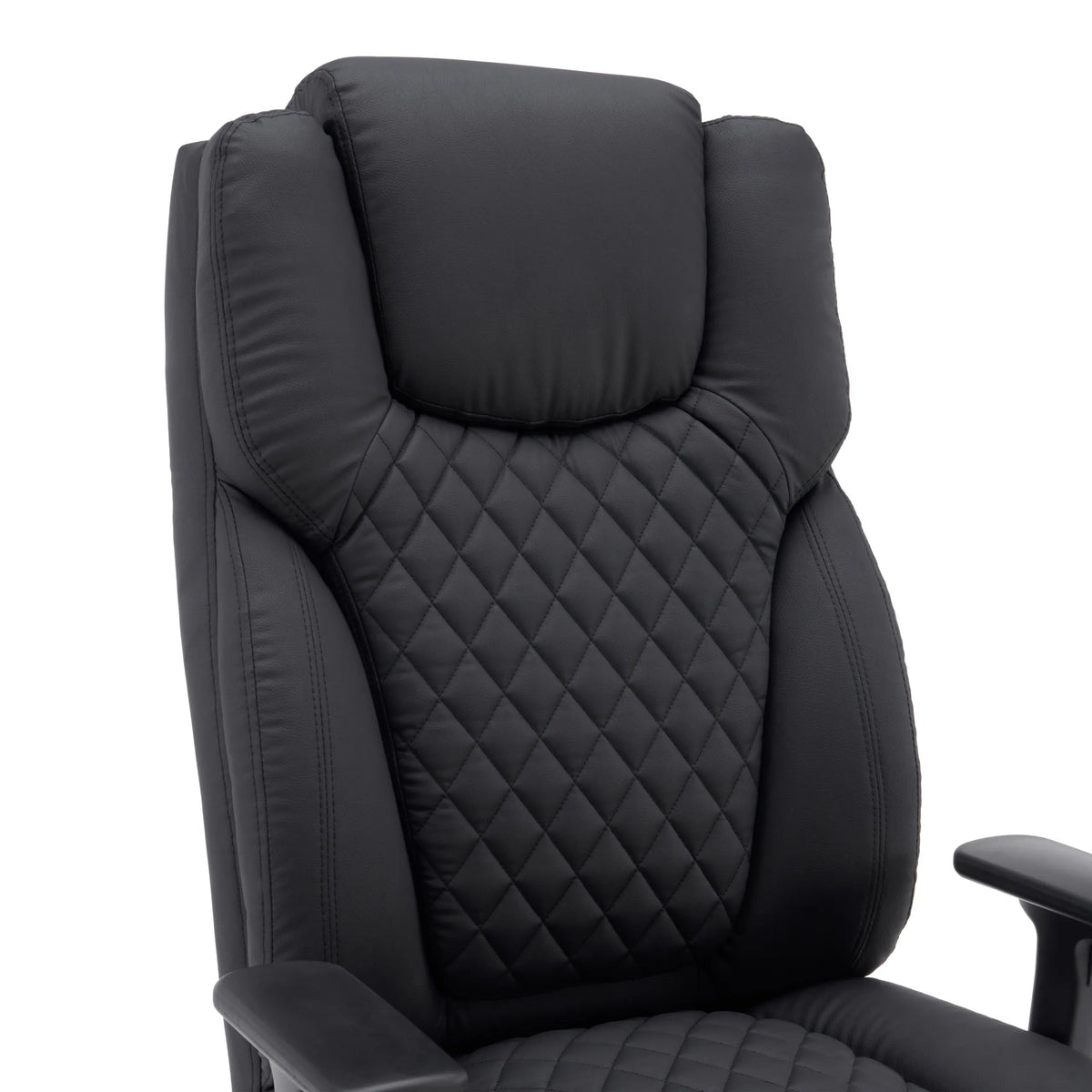Schienale con trapuntatura a rombi della sedia girevole XXL Pullmann Gen2 in ecopelle nera di hjh OFFICE