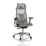 High-end Sedia da ufficio POFIT GEN2 grigio chiaro con schienale in rete e base a cinque ruote di hjh OFFICE – vista a 360° (vista frontale 15°)