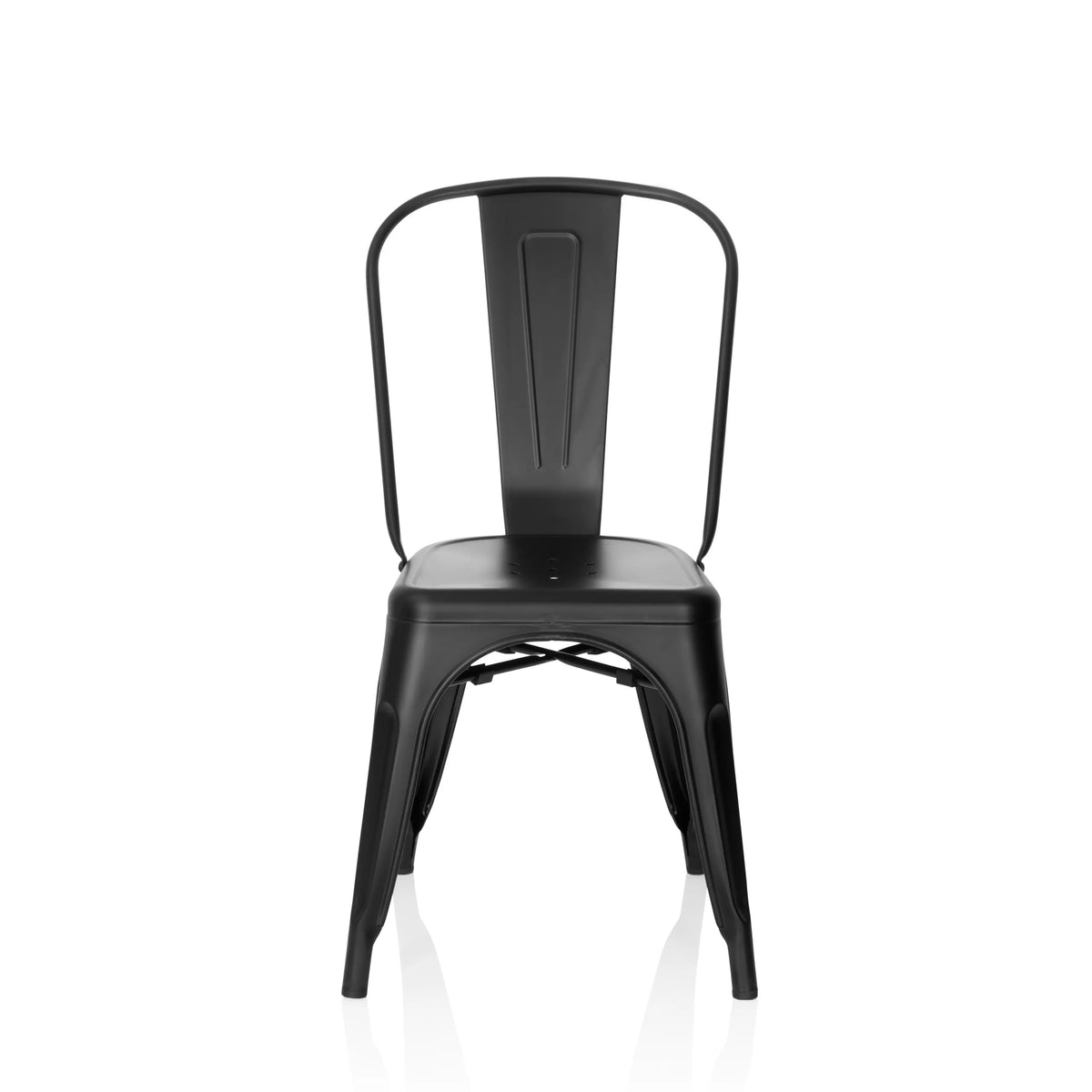 Sedia bistro VANTAGGIO BRUSH in metallo nero con schienale curvo di hjh OFFICE – vista a 360° (vista frontale 0°)