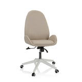 Sedia Home Office AVEA I beige con braccioli e base bianca a cinque ruote di hjh OFFICE – vista a 360° (vista frontale 20°)