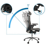Meccanismo di regolazione con angolo di inclinazione di 90° della High-end Sedia da ufficio POFIT GEN2 di hjh OFFICE