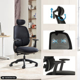 Sedia da ufficio professionale RI-COVER in nero con poggiatesta e braccioli regolabili di hjh OFFICE (immagine generata dall’IA)