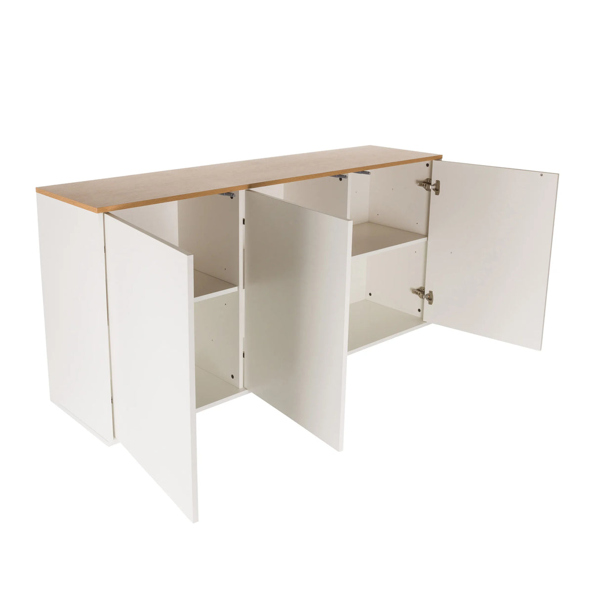 Madia aperta KELO S in bianco con un piano d'appoggio effetto rovere di hjh LIVING