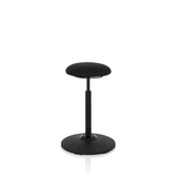 Ausilio per la posizione eretta BALANCE SIT nero con cuscino per seduta rotondo e base circolare di hjh OFFICE – vista a 360° (vista frontale a tre quarti 40°)