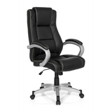 Sedia da gaming RELAX CL180 nera con imbottitura e base a cinque ruote di MyBuero – vista a 360° (vista frontale a tre quarti 40°)