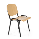Sedia a quattro gambe XT 600 SW H con seduta e schienale in faggio e struttura nera di hjh OFFICE – vista a 360° (vista frontale a tre quarti 60°)