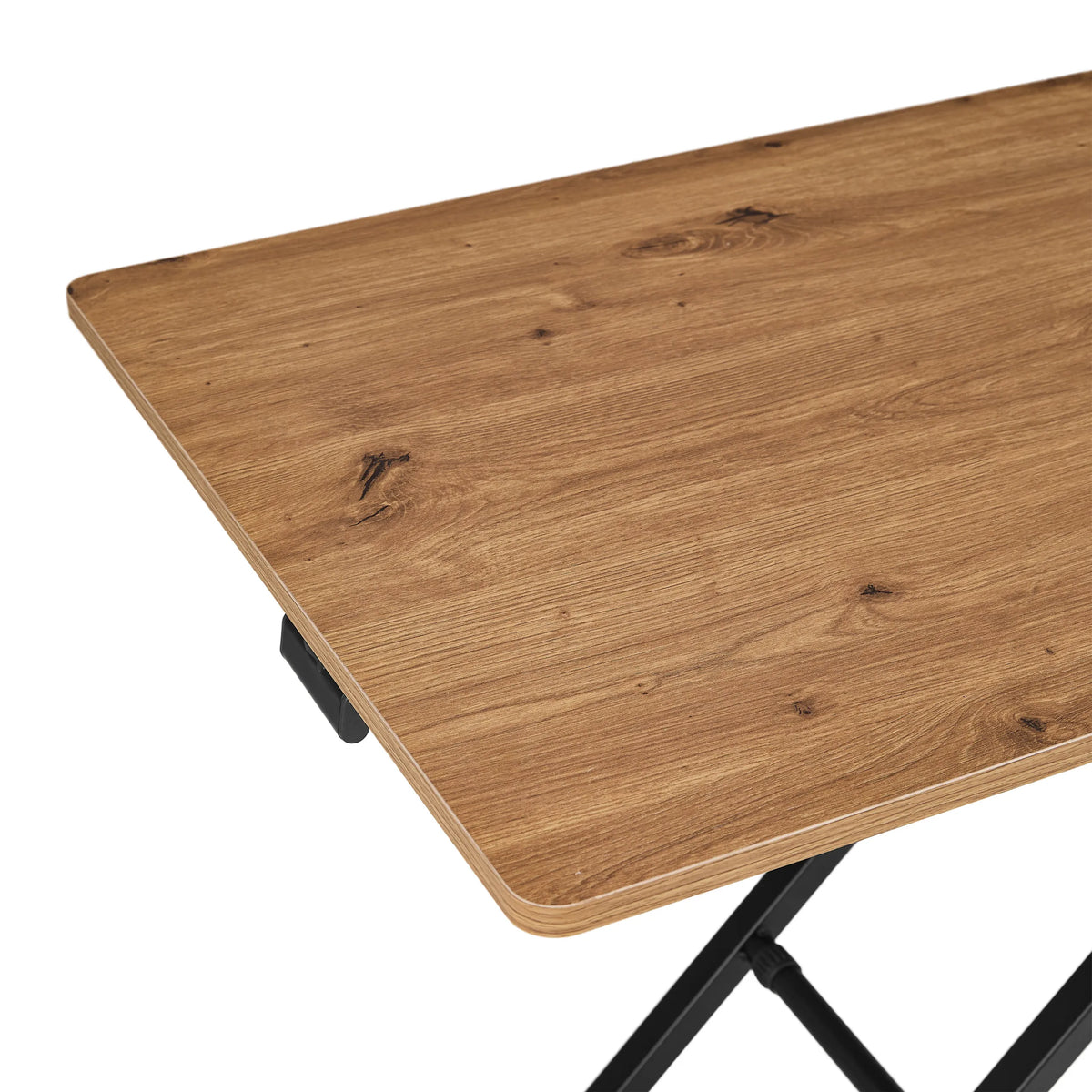Venatura del legno di rovere del piano del tavolo con struttura inferiore nera del tavolo Worktime Lift di hjh OFFICE