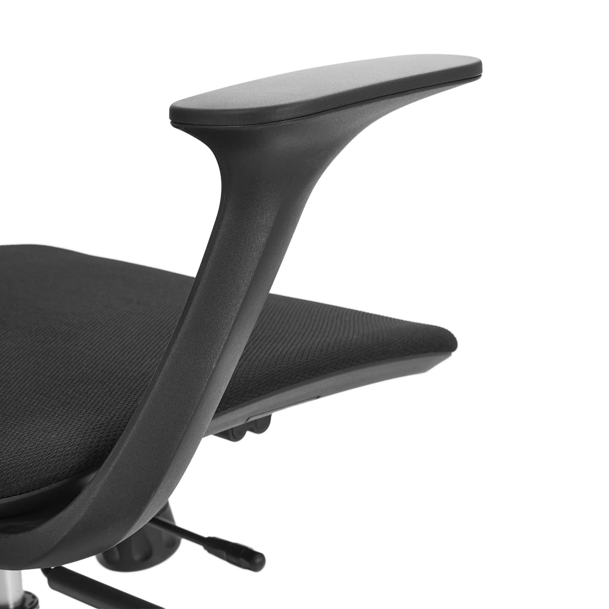 Bracciolo nero della sedia Home Office Malio con seduta rivestita in tessuto di hjh OFFICE