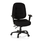 Sedia da ufficio professionale ZENIT XXL nera con braccioli e base a cinque ruote di hjh OFFICE – vista a 360° (vista frontale 20°)