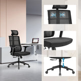 Sedia da ufficio professionale SPINIO PRO in nero con schienale in rete, seduta e base regolabile in altezza di hjh OFFICE