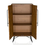 Vano aperto con due ripiani della Cassettiera SANTJAGO WOOD HIGH in aspetto legno marrone scuro di hjh LIVING
