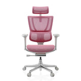 Poltrona di lusso ERGOHUMAN SLIM G GEN2 rosa con schienale in rete, poggiatesta e base a cinque ruote di hjh OFFICE – vista a 360° (vista frontale 0°)