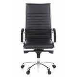 Poltrona professionale PARMA 20 nera con rivestimento in pelle trapuntata e base a cinque ruote di hjh OFFICE – vista a 360° (vista frontale 0°)