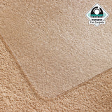 Tappetino trasparente ULTIMAT II in policarbonato su un pavimento in moquette di Floortex