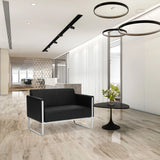 Sofà lounge nero ARUBA STEP a due posti con struttura argento di hjh OFFICE