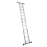 Scala richiudibile SOLID W3 in alluminio argento con dodici gradini di hjh OFFICE – vista a 360° (vista posteriore a tre quarti 216°)