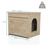 Disegno tecnico della Cuccia per gatto KITTY PAWBOX 1 in aspetto rovere, 60 × 50 cm di hjh LIVING