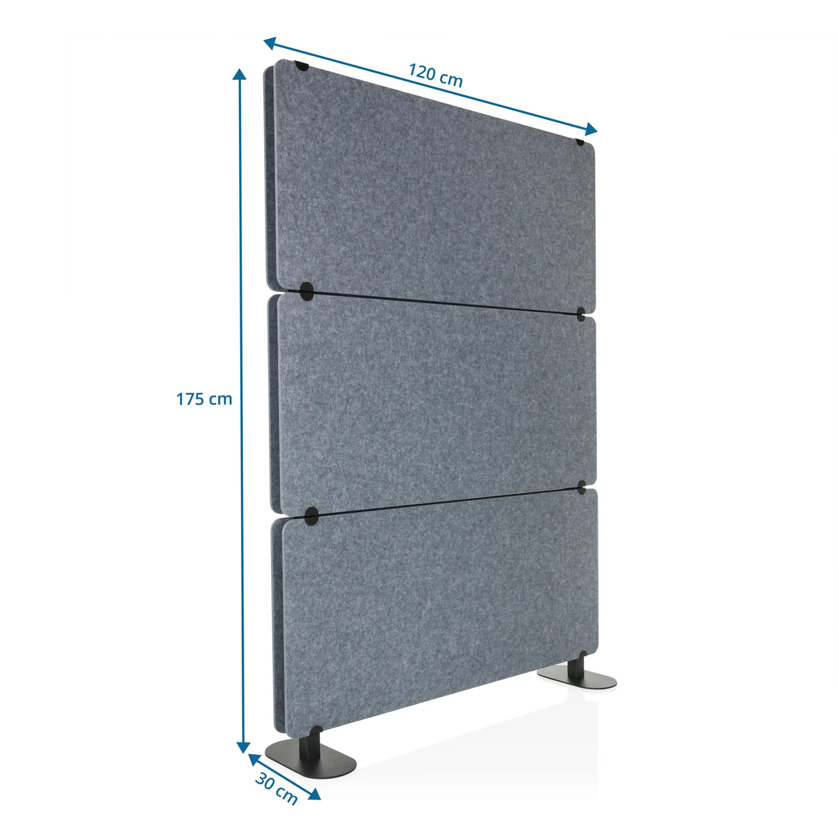 Disegno dimensionale della Parete divisoria FLEXMIUT EXTEND di 175 × 120 cm di hjh OFFICE