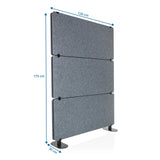 Disegno dimensionale della Parete divisoria FLEXMIUT EXTEND di 175 × 120 cm di hjh OFFICE