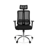 Sedia Home Office ZH 200 nera con schienale in rete e base a cinque ruote di hjh OFFICE – vista a 360° (vista frontale 0°)