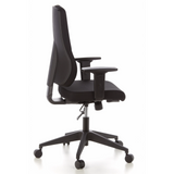 Sedia da ufficio professionale PRO-TEC 100 nera con braccioli e base a cinque ruote di hjh OFFICE – vista a 360° (profilo laterale 100°)