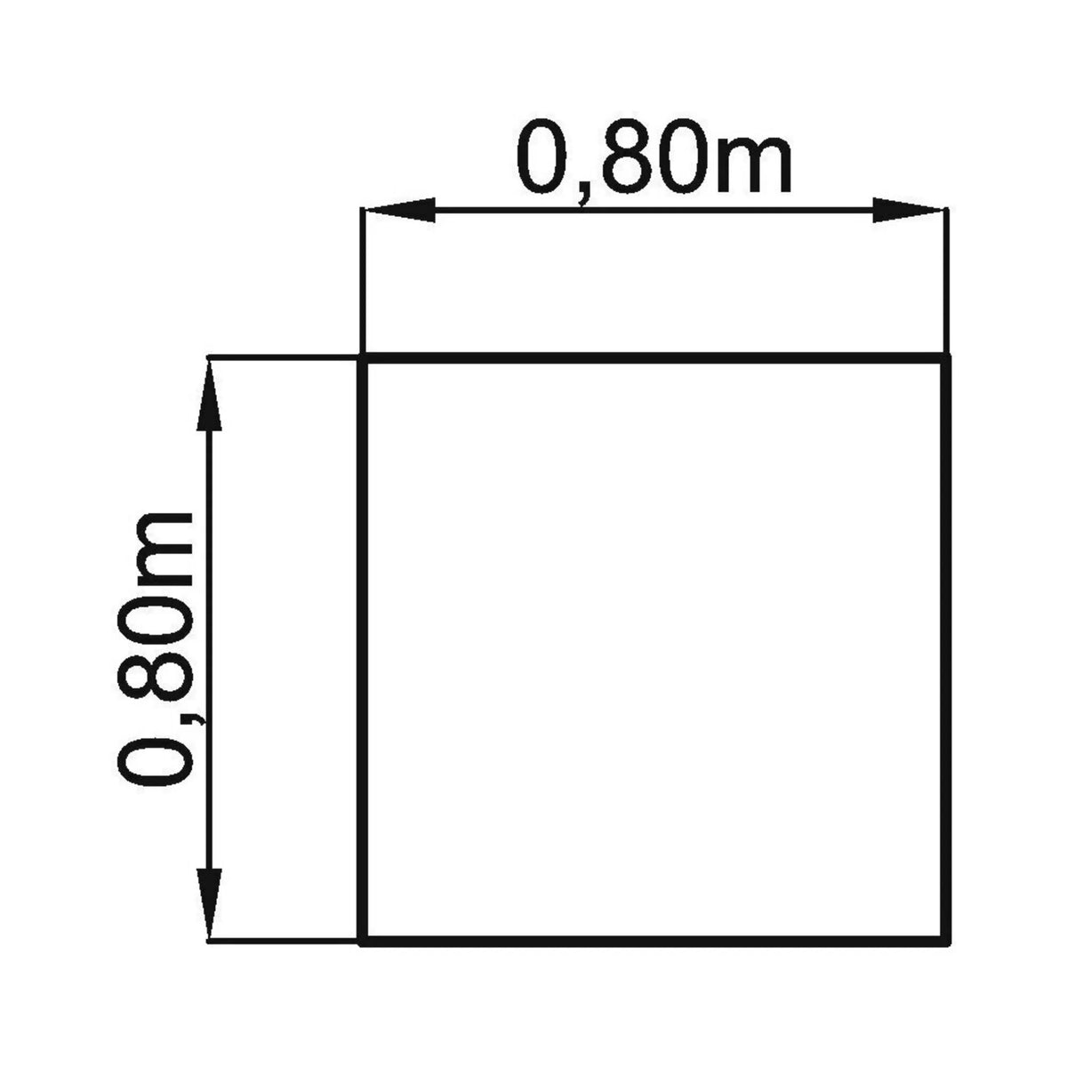 Disegno tecnico della scrivania MEGA 8 S di 0,80 x 0,80 m di hjh OFFICE PRO