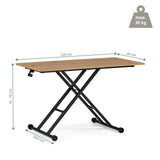 Disegno dimensionale del tavolo Worktime Lift con un piano di 120 × 60 cm e una portata di 30 kg di hjh OFFICE
