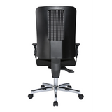 Sedia da ufficio professionale HJH SITNESS WORK nera con schienale in rete, braccioli e base a cinque ruote di Topstar – vista a 360° (vista posteriore a tre quarti 240°)