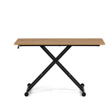 Tavolo pieghevole nero Worktime Lift con piano effetto rovere e ruote di hjh OFFICE – vista a 360° (vista frontale 0°)