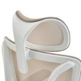 Poggiatesta con rivestimento in rete beige e telaio bianco della Sedia da ufficio professionale ERGOMY W di MyBuero