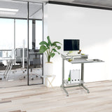 Scrivania in piedi grigia WORKSTATION di dimensioni 60 × 50 cm con vano portaoggetti e ruote di hjh OFFICE