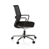 Sedia da ufficio professionale MOVE-TEC NET 3D nera con schienale in rete e base a cinque ruote di hjh OFFICE – vista a 360° (profilo laterale 80°)