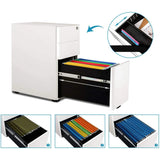 Cassetti estraibili con vari raccoglitori della Cassettiera con rotelle COLOR I di hjh OFFICE