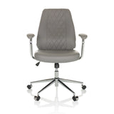 Poltrona Home Office THEO I grigia con schienale trapuntato e base a cinque ruote di hjh OFFICE – vista a 360° (vista frontale 0°)