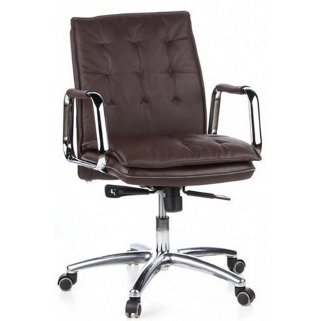 Brauner Profi-Chefsessel VILLA 10 mit gesteppter Polsterung und verchromten Armlehnen von hjh OFFICE