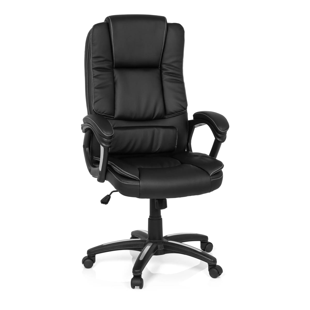 Sedia Home Office RELAX CL120 nera con imbottitura e base a cinque ruote di MyBuero – vista a 360° (vista frontale 20°)