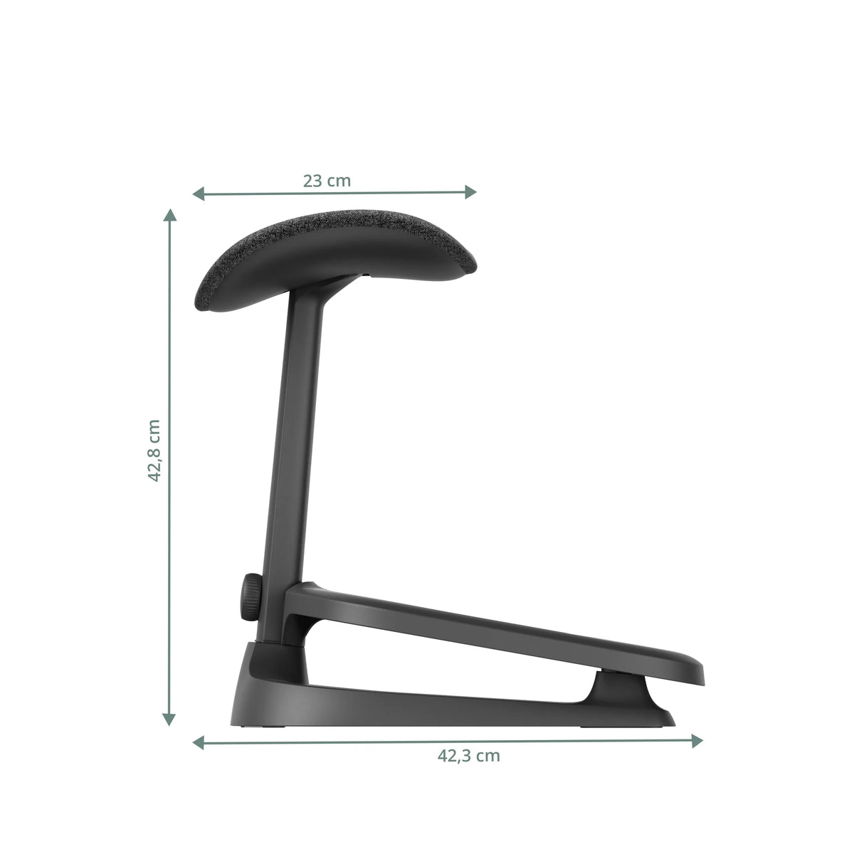Disegno tecnico del poggiapiedi LiberNovo Omni StepSync con un'altezza di 42,8 cm e una larghezza di 42,3 cm di Libernovo